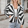 thumbnail image 3 of Jackets for Women Winter Coat Jackets Flannel Stand Collar Jacket(Aesthetic Grey And White Sunburst,Size:S-4XL), 3 of 7