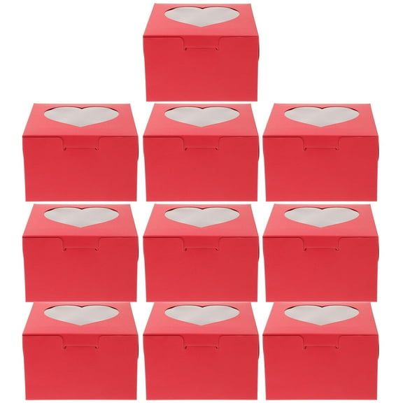 HEATSHAKING Paper Muffin Box With Window For Baking Competitions 10Pcs 4.13X4.13X2.55in