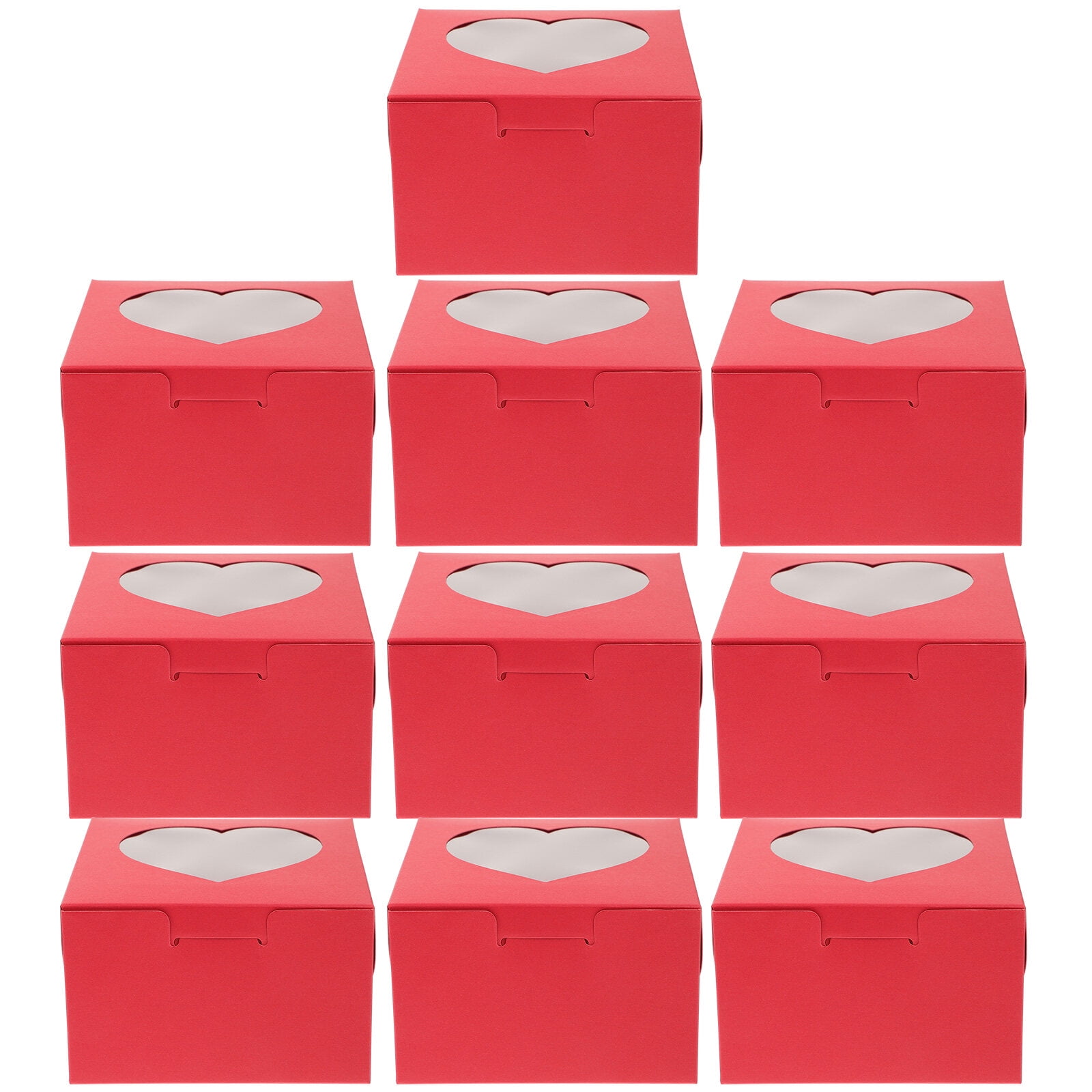 HEATSHAKING Red HeartShaped Paper Muffin Boxes 10Pack Bakery Storage Display Valentine s Day
