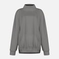 thumbnail image 4 of Hueook Tops for Women Mock Turtleneck Sweatshirt Fitted Tees Women Casual Loose Turtleneck Long Sleeve Pullover Solid Blouse Sweatshirt Tops Dark Gray M, 4 of 6
