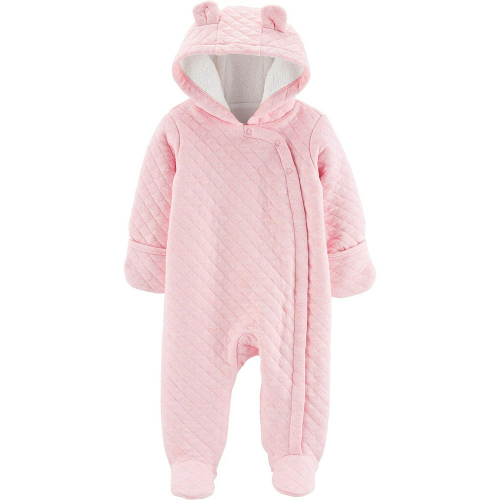 Baby Girl Carter's Quilted Heather Hooded Bunting Pink - Walmart.com ...