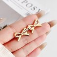 thumbnail image 2 of Delicado y simple cable de cuerda torcida, cinta, regalo de cumpleaños, aretes con lazo, colgante para mujeres y adolescentes, chapado en oro, 2 of 5
