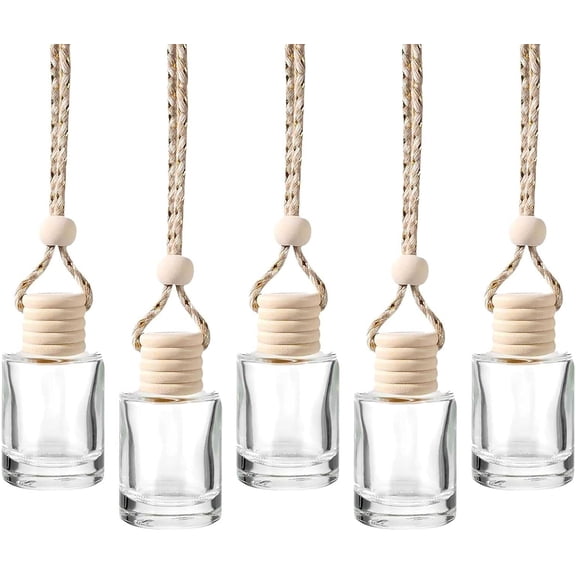 5 Pcs Air Freshener, Bottles,Refillable Perfume Essential Oil Diffuser Empty Glass Car Hanging Diffuser for Car Home Office,5ml