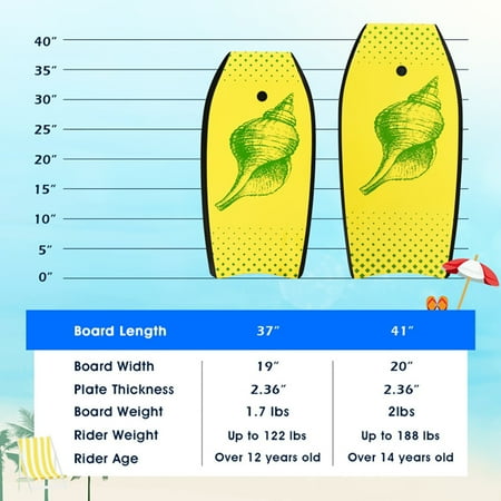 Topcobe Super Lightweight Surfing Bodyboard Wide Stable Design Non-Slip Comfort Deck for Youth & Adults-L