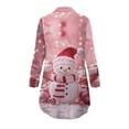 thumbnail image 4 of Yuyamidu Christmas Nightgowns for Women with Pockets Snowman Pajama Cute Pink Button Up Sleep Shirt Soft Long Sleeve Postpartum Pjs Comfy V Neck Sleep Shirt Size L, 4 of 7