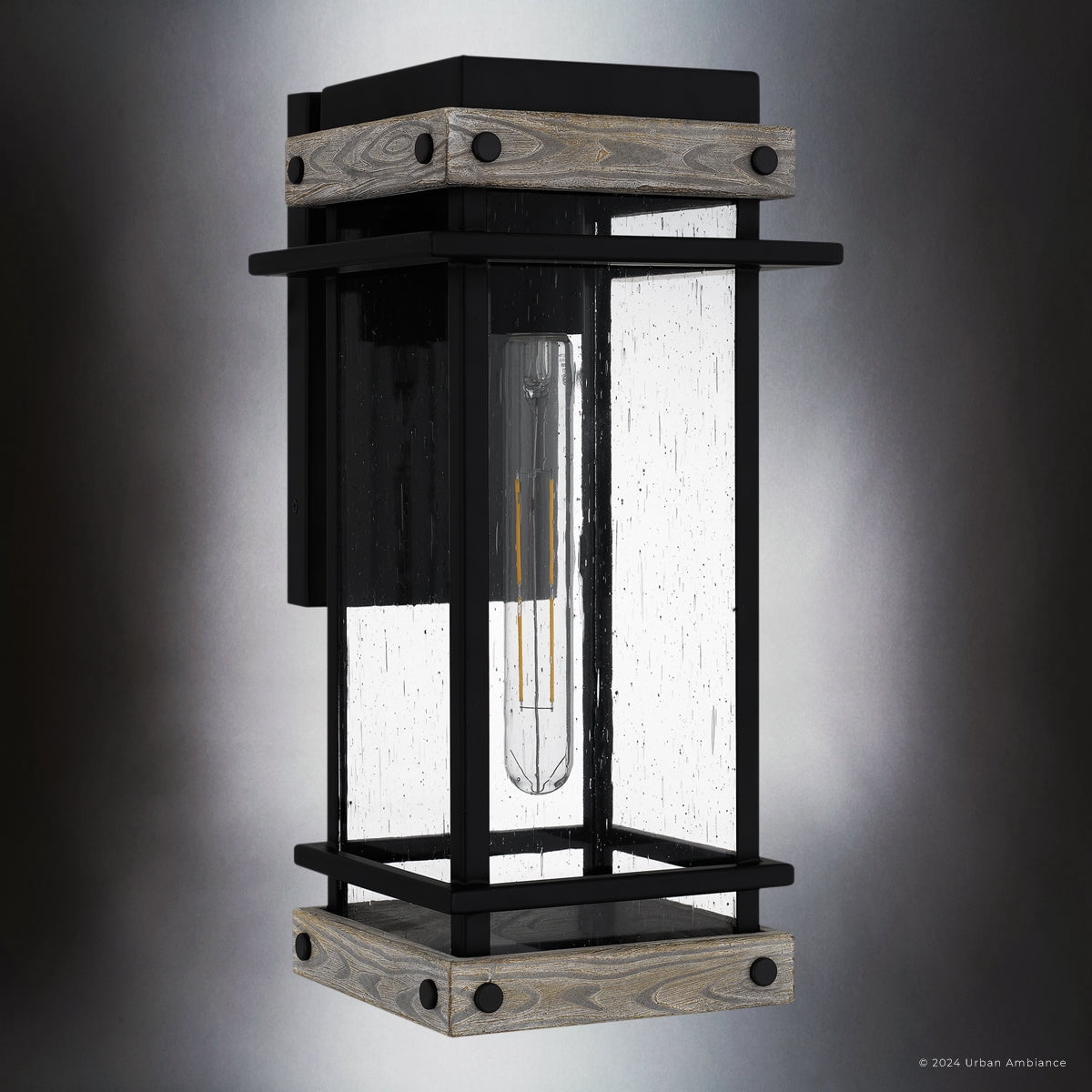 Luxury Modern Farmhouse Wall Sconce, Small Size: 15.5''H x 7.5''W, with Modern Rustic Style Elements, Matte Black Finish, UQL1931 from the Munich Collection by Urban Ambiance