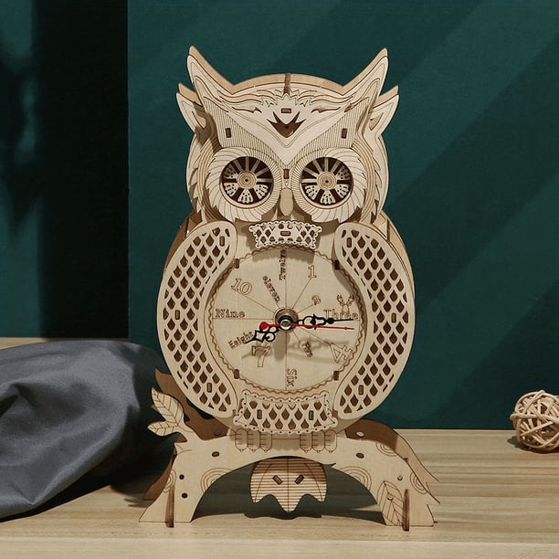 3D Wooden Puzzle Owl Clock Model Kit, Home Decoration,birthday Gift For Boys And Girls