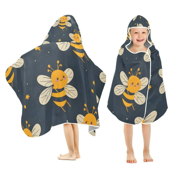 Honey Bee Kids Hooded Beach Towel Baby Bath Poncho Towels with Hood Absorbent 50"x23.5" for Pool Swimming