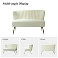 thumbnail image 6 of Tina's Home Velvet Upholstered Loveseat Sofa with Gold Metal Legs, White Tufted Back Home Bedroom Ivory, 6 of 9