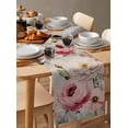 thumbnail image 6 of ERUNPONLY Pink White Spring Floral Table Runner - 36 Inch Long Vintage Flowers Watercolor Cotton and Linen Blended Dress Scarves Farmhouse Table Runner for Kitchen Dining, Coffee Table, 13"x36", 6 of 8
