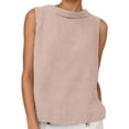 thumbnail image 3 of YUEHUA Women's Linen Blend Sleeveless Top, Rolled Neck Tank Blouse, Loose Fit Breathable Casual Summer Shirt for Office & Daily Wear, 3 of 6