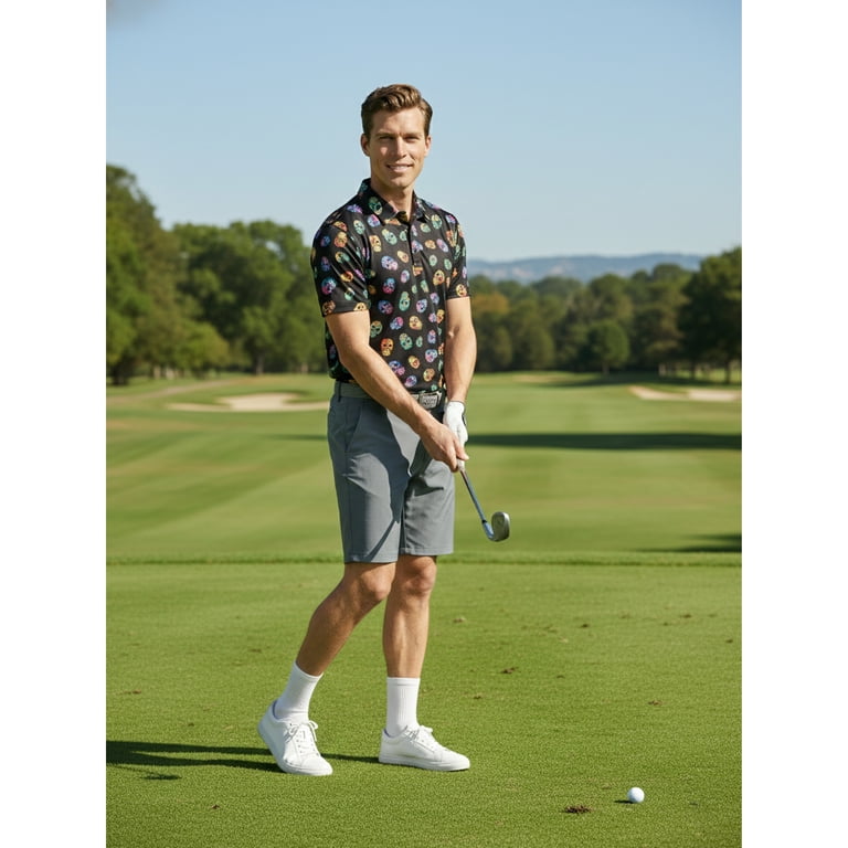 Birdie Bound Men's Day of the Dead Print Polo photo 5