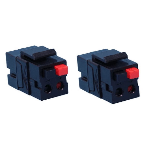 RiteAV Speaker Spring Clip Keystone Jack for Wall Plates - Female to Female - Black - 2 Pack