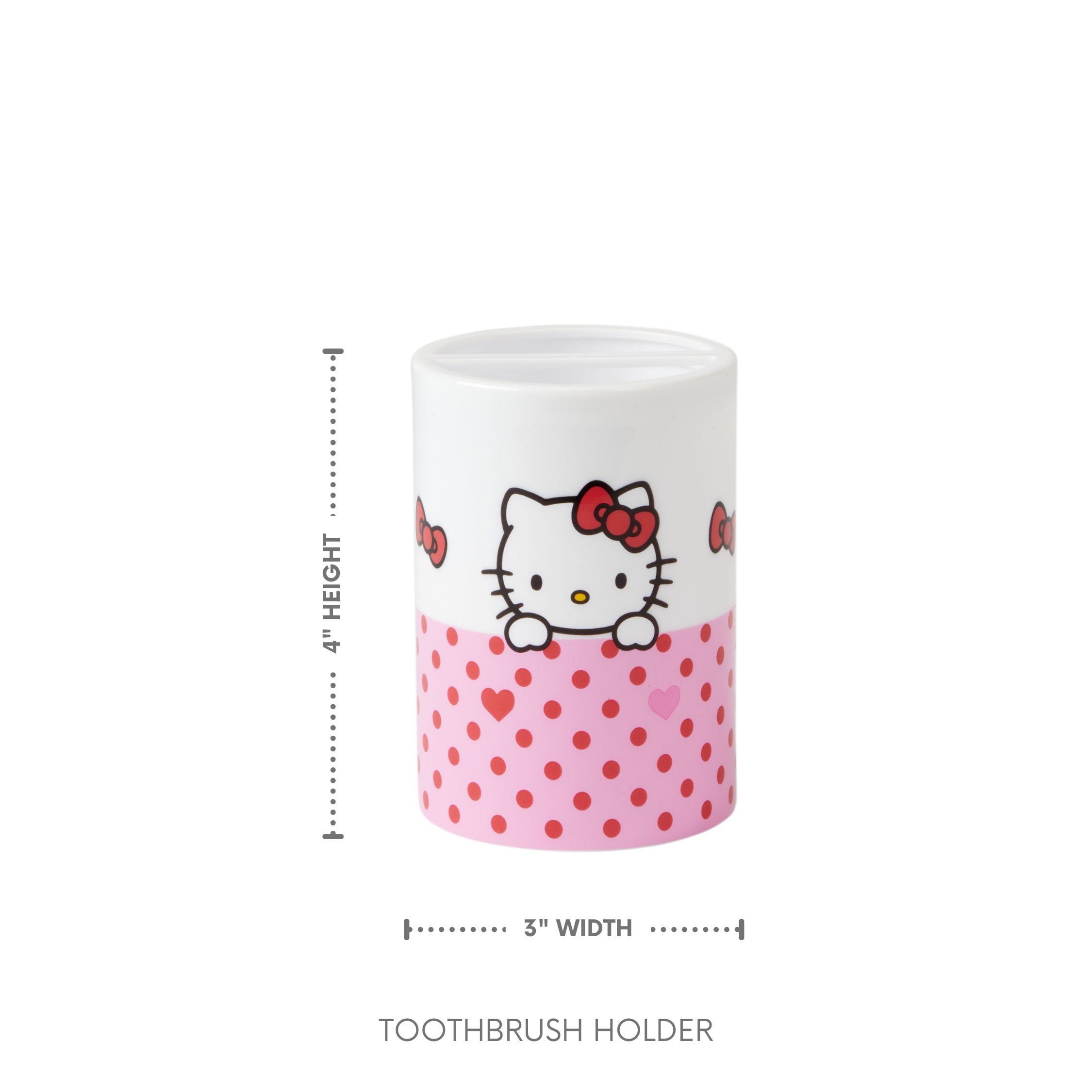 Hello Kitty 3-Piece Bathroom Accessory Set, Toothbrush Holder, Soap Pump, Storage Bin
