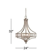 Vienna Full Spectrum Soft Silver Chandelier 24 Wide Crystal Glass 4-Light Fixture for Dining Room House Kitchen Bedroom