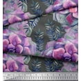 thumbnail image 2 of Soimoi Gray Heavy Canvas Fabric Leaves & Begonia Floral Printed Craft Fabric by the Yard 58 Inch Wide, 2 of 3