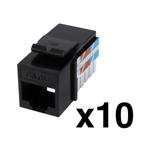 Construct Pro RJ45 Cat5e Keystone Jack Cable Connector (10-Pack, Black) Manufactured by Skywalker
