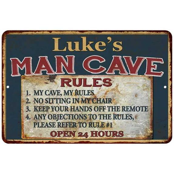 Luke's Man Cave Rules Chic Rustic Green Sign Home 8x12 Metal 108120049042
