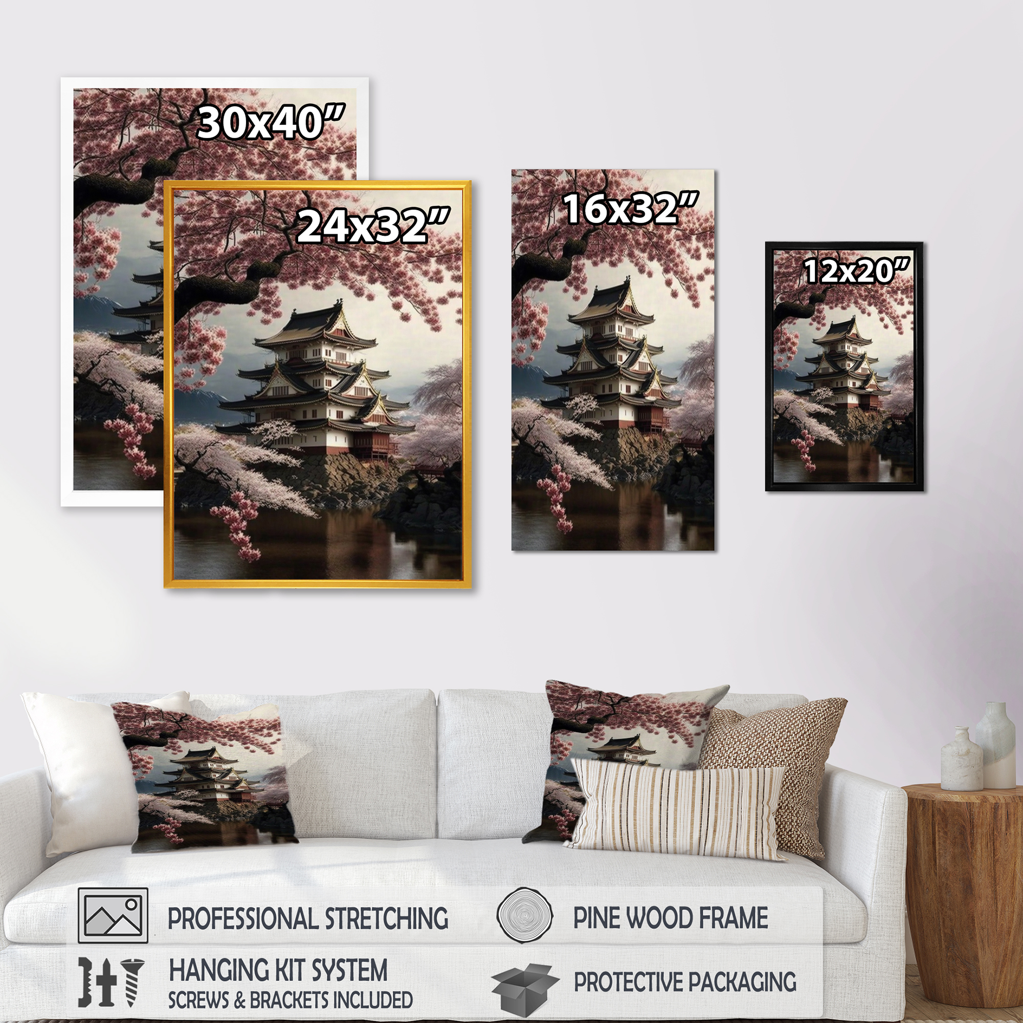 Designart Cherry Blossums In City I Canvas Wall Art