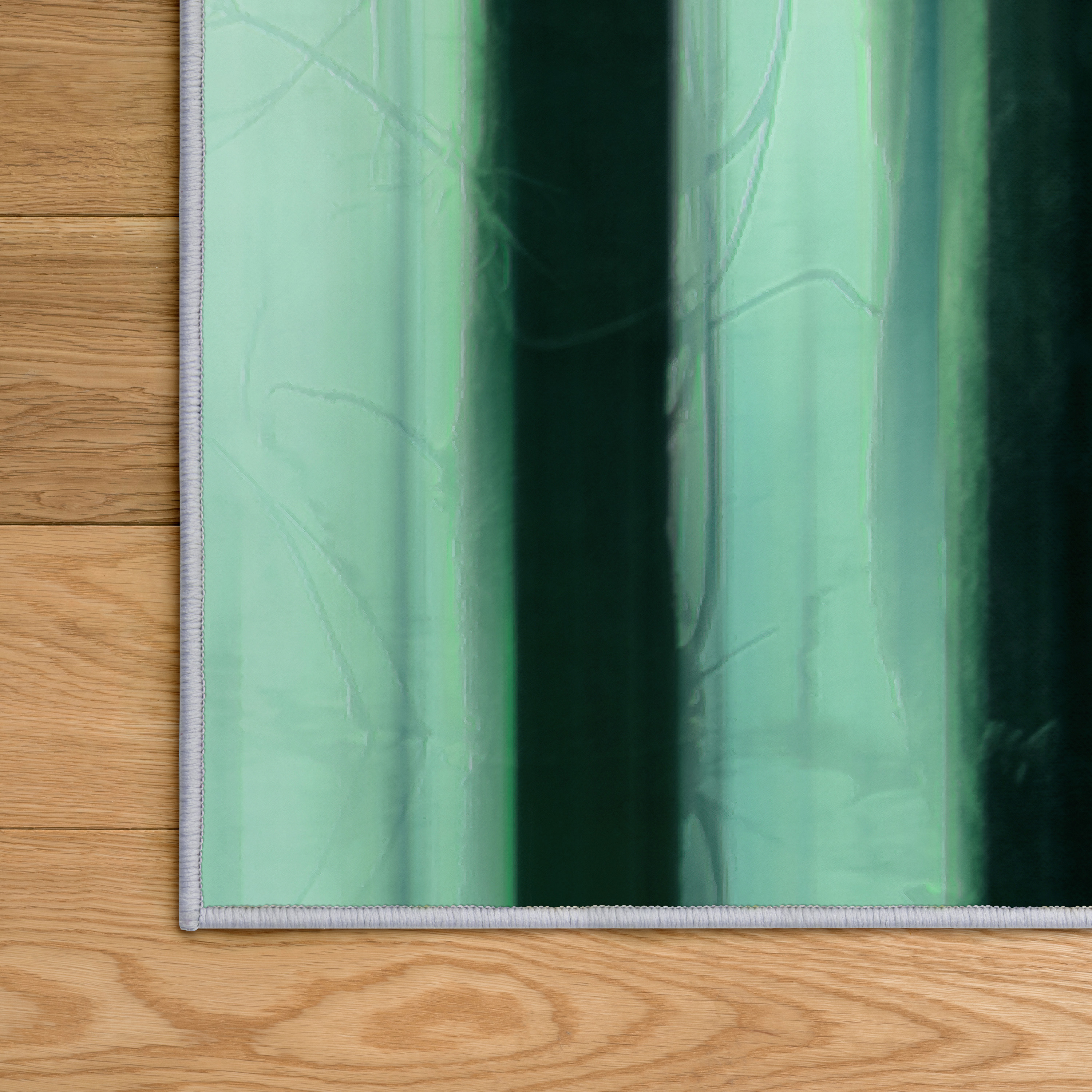 Forest in The Lake Washable Green Art Area Rug size 5'x8', Power-loomed, Heavenly Softness with Non-Slipping Backing