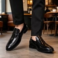 thumbnail image 4 of Men's Burgundy Polished Leather Penny Loafers Formal Dress Shoes, 4 of 5