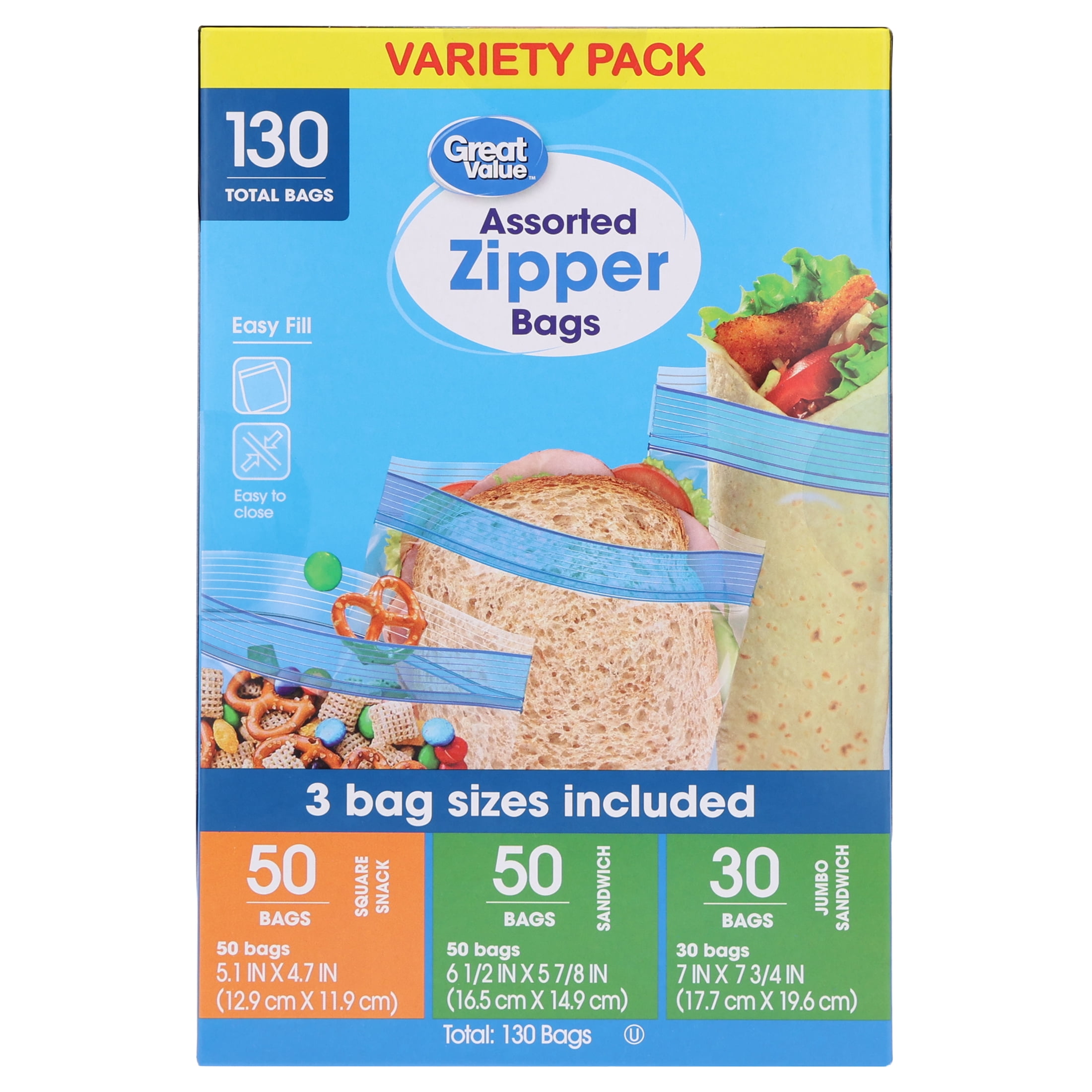 Ziploc, Zip-Close Total Variety Bags, 347 Pack, Food Storage