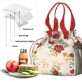 thumbnail image 4 of Pioneer Flower Floral Print Pattern Drawstring Lunch Bag Women - Drawstring Lunch Bag Insulated for Work Office - Stain-Resistant Large Lunchbags for Women with Multi-Pockets, 4 of 6