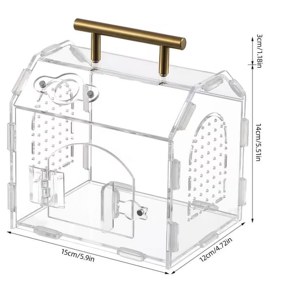 Jumping Spider Terrarium 5.9"x4.7"x5.5" Acrylic Enclosure with Handle & Magnetic Door