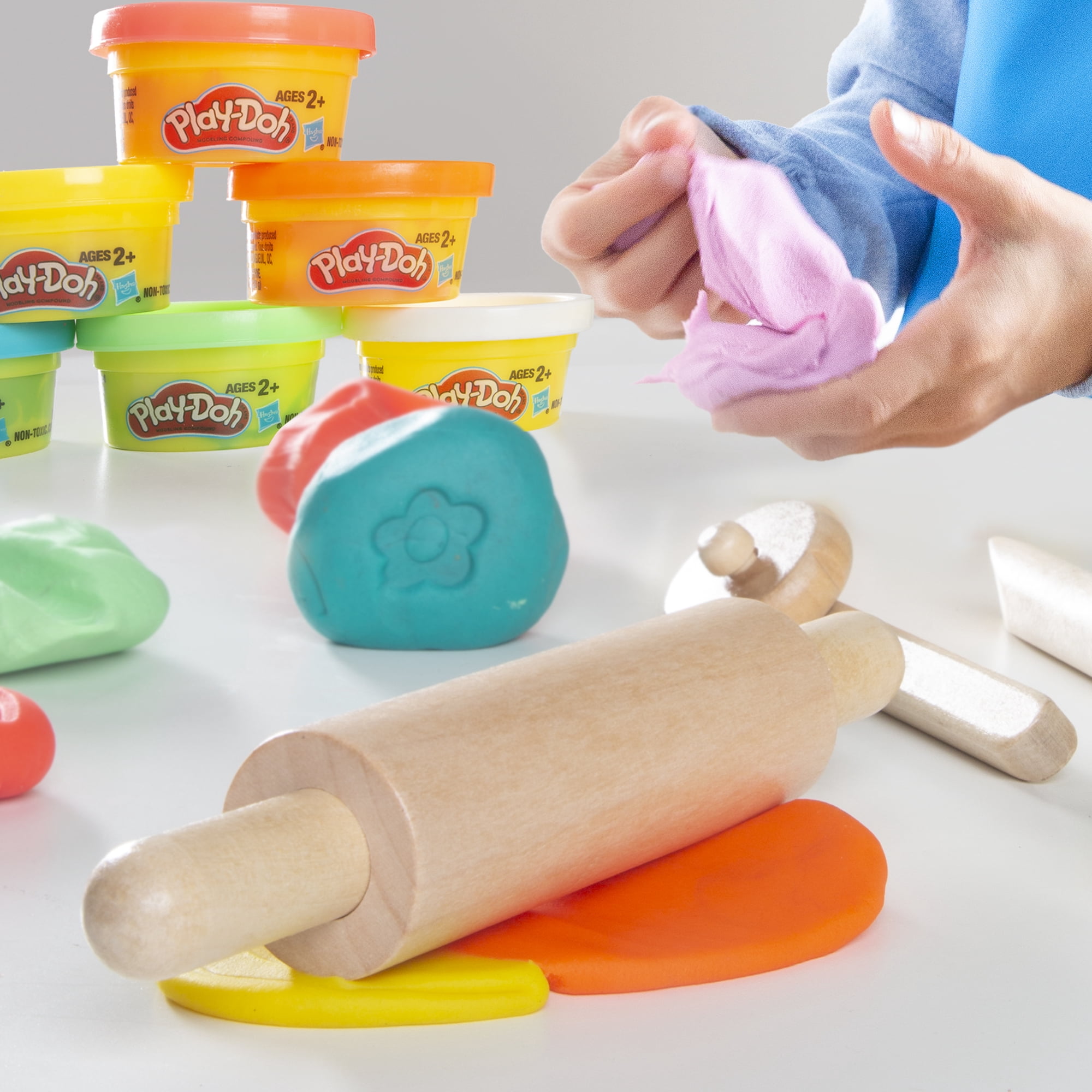 Play-Doh: Creative Craft Table - All-In-1 Art Station, Wooden Desk & Ottoman, Storage Boxes, (6) 1oz Play-Doh, Apron & Tools, 3D Silicone Mat, Kids 3+