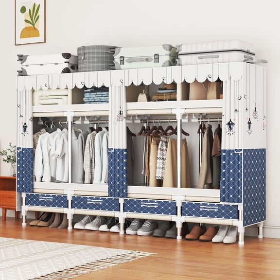 22mm Thick Galvanized Steel Rust - Proof Extra - Large Fabric Wardrobe, 247×45×164cm Multi - Scene Storage Closet for Bedroom, Dorm, Apartment