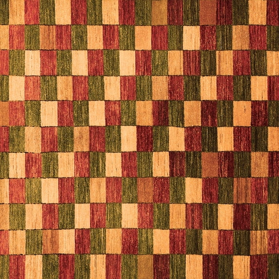 Ahgly Company Indoor Square Checkered Orange Modern Area Rugs, 7' Square
