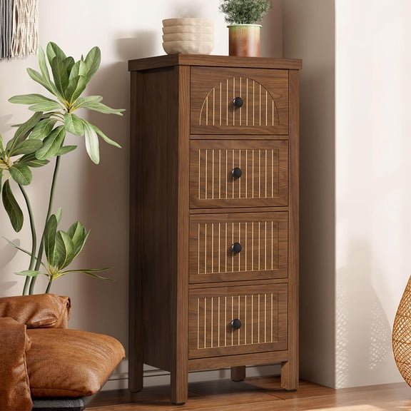 Dresser with 4 Drawers, Storage Drawer Wood Dresser for Bedroom, Hallway, Living Room