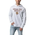 thumbnail image 4 of Men's League Collegiate Wear Ash LSU Tigers Team Stack Tumble Long Sleeve Hooded T-Shirt, 4 of 4