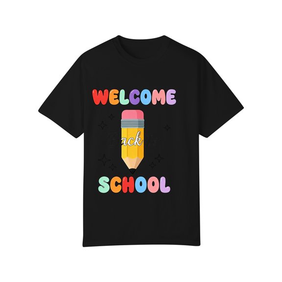 Sewkxo Girls Back To School Shirt Crew Neck Short Sleeve T Shirts Cartoon Print Cotton Funny Tees Children's Shirts,Black 100