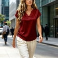 thumbnail image 6 of Babysbule Notch Neck Short Sleeve Blouse S-XXL Women's Casual Office Loose Fit Everyday Top, 6 of 9