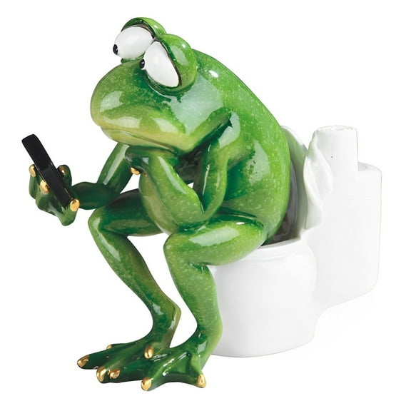 FC Design 5.75"W Frog Sitting on Toilet Statue Funny Animal Figurine Statue Sculpture Ornament Decoration Home/Room Decor and Unique Gift Ideas for Housewarming, Holidays and Birthdays