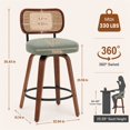 thumbnail image 2 of SESSLIFE Swivel Bar Stools Set of 2, 25.6" Counter Height Barstools with Upholstered Linen, Curved Backrest & Footrest, Mid-Century Modern Kitchen Stools for Kitchen Island, Green, 2 of 8