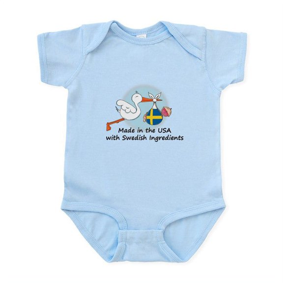 CafePress - Stork Baby Sweden USA Infant Bodysuit - Baby Light Bodysuit, Size Newborn - 24 Months
