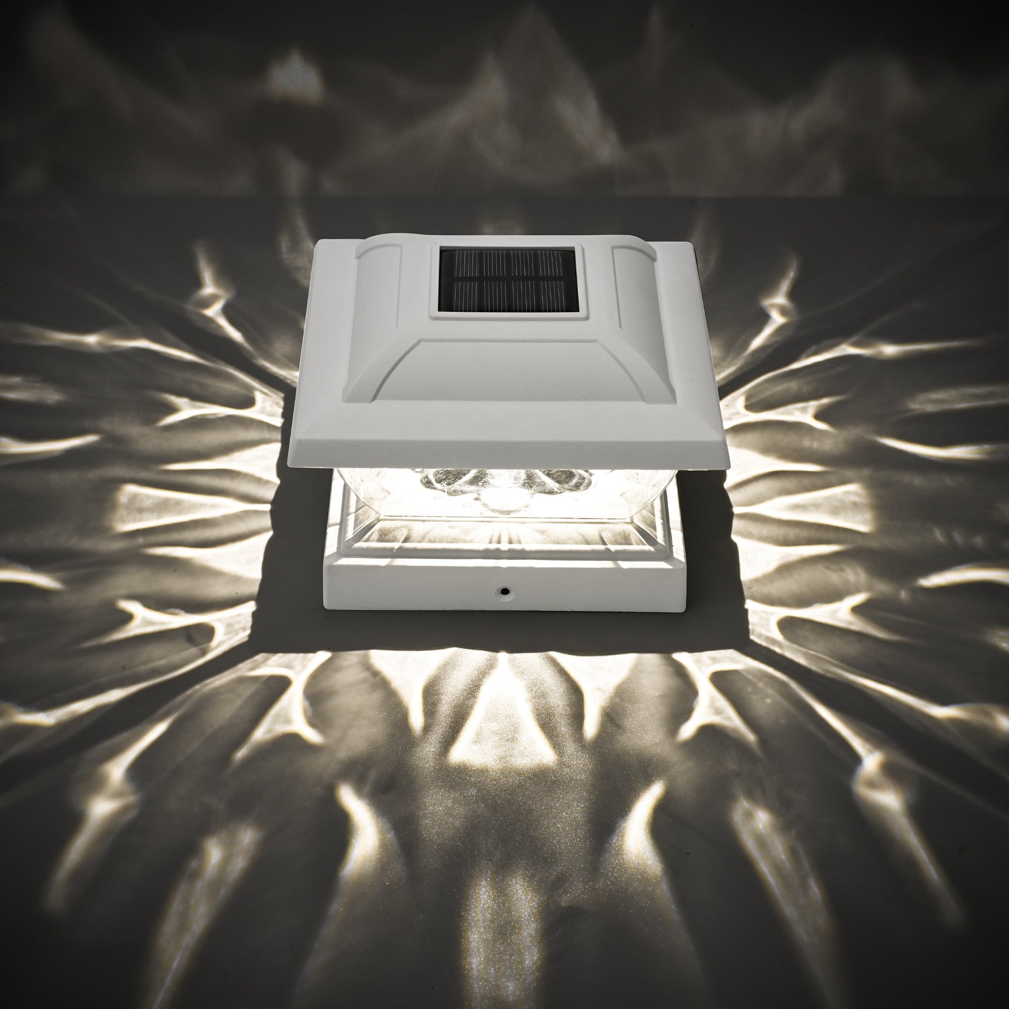 GIGALUMI Solar Powered White LED Outdoor Fence Post Cap Lights, 4 Pack, 3.5x3.5 - 5x5