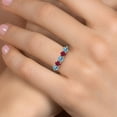 thumbnail image 4 of Gem Stone King 925 Silver and 10K Yellow Gold Swiss Blue Topaz and Red Created Ruby Wedding-Bands Ring for Women | 1.57 Cttw | Round 4MM | Gemstone November Birthstone | Size 7, 4 of 6