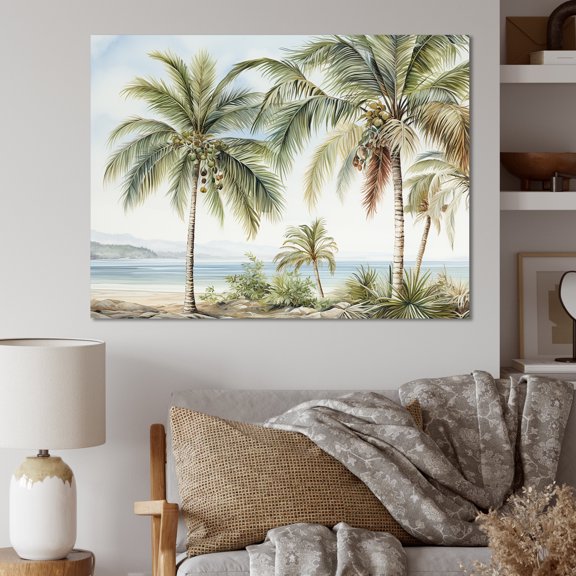 Designart "Palm Trees By The Beach V" Palms & Palm Trees Wall Art Prints