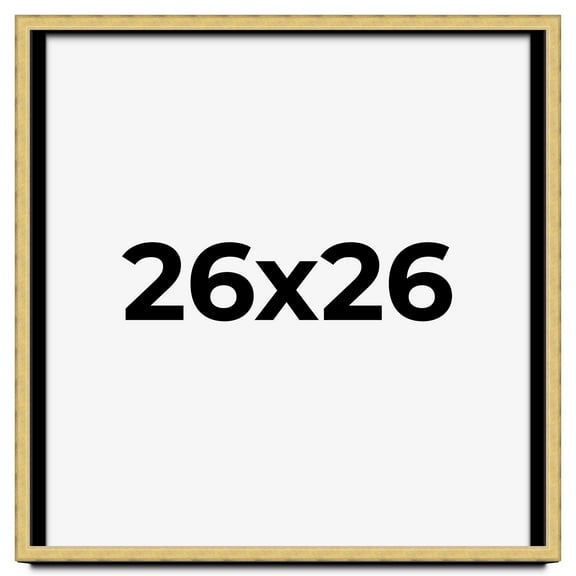 26x26 Shadow Box Frame Gold | 1.375 Inches Deep Real Wood Contemporary Shadowbox Display Frame | UV