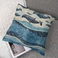 thumbnail image 7 of Whale Fluffy Throw Pillow Cushion Cover, Cartoon Style Smiling Whales in a Row Swimming in Wavy Ocean, Decorative Square Accent Pillow Case,Dark Blue Grey Pale Blue, 7 of 7