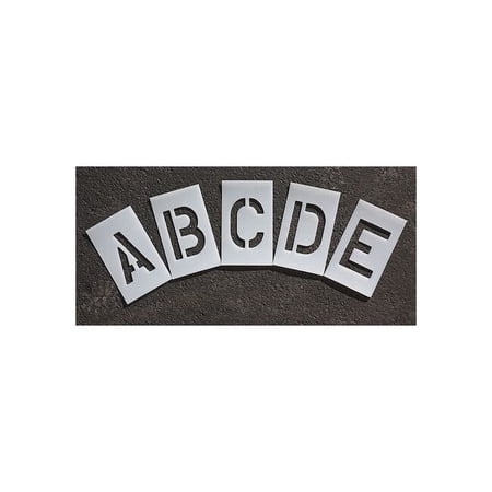 Pavement Stencil, Letter Set, A Thru Z, Blanks, 4 in Character Height, Highway Gothic Font, Clear
