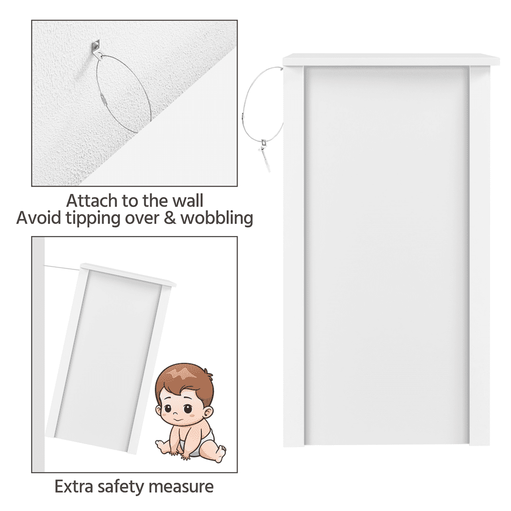 Fullfurnique Table de Chevet Moderne en Bois avec Trois Tiroirs, Blanc