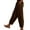 Brown, variant on ManxiVoo Women Slim Fit Casual Pants Linen Cotton Comfortable Elastic Waist Pocket Trousers Everyday Wear L Size Black