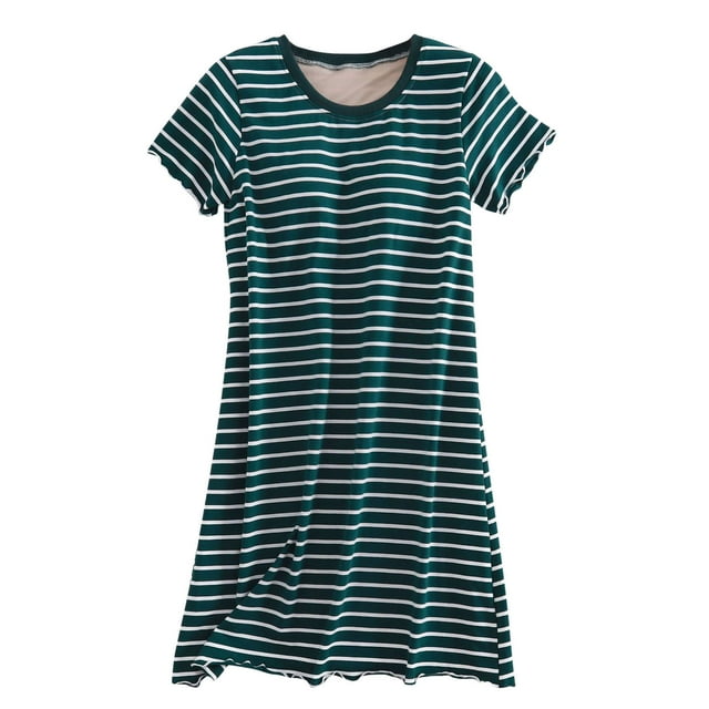 Rbaofujie Vêtements de Nuit pour Femmes Mode pour Femmes Robe de Pyjama d'Intérieur Mince à Manches Courtes Longue Nuisette Mince Vêtements de Nuit pour Filles