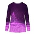 thumbnail image 5 of Craaazy Women's Christmas Long Sleeve Shirts Colorful Snowflake Christmas Tree Printed Round Neck Xmas Tops Gifts, 5 of 5