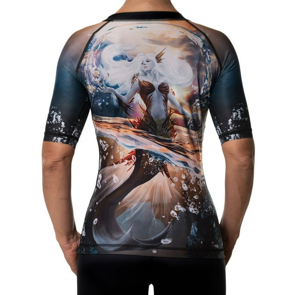 Raven Fightwear Women's The Siren Mermaid BJJ Rash Guard Short Sleeve MMA Black