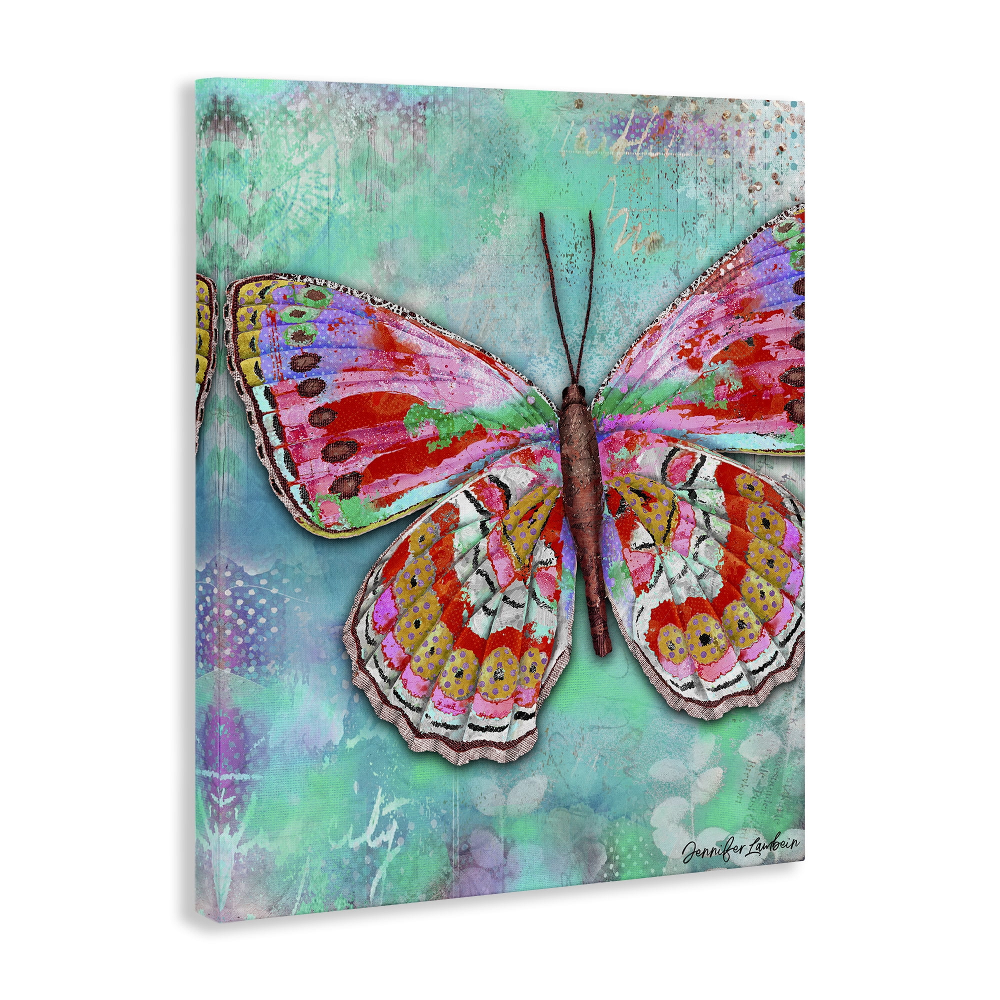Stupell Industries Cherry Mint Butterfly Animals Painting Wrapped Canvas Art Print Wall Art, 24 x 30